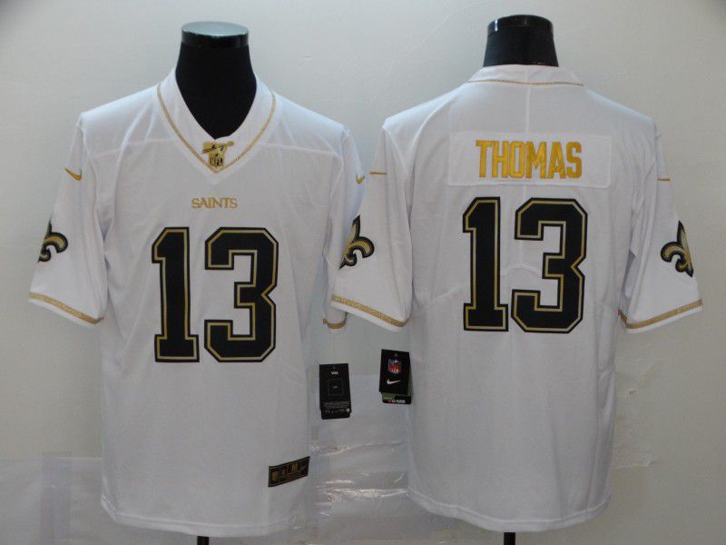 Men New Orleans Saints #13 Thomas White Retro gold character Nike NFL Jerseys